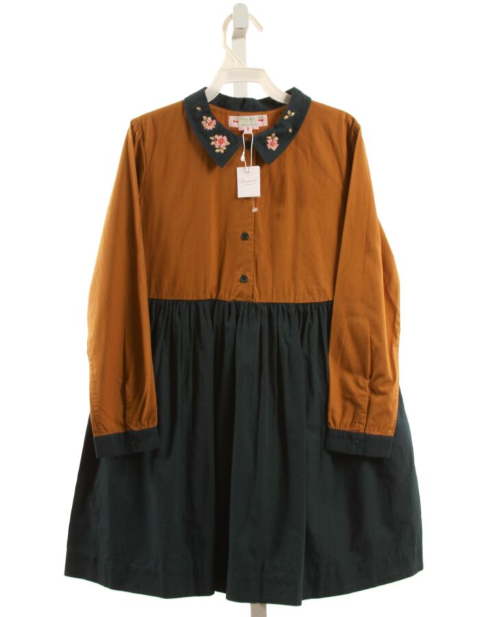 BONPOINT  GREEN  FLORAL EMBROIDERED DRESS