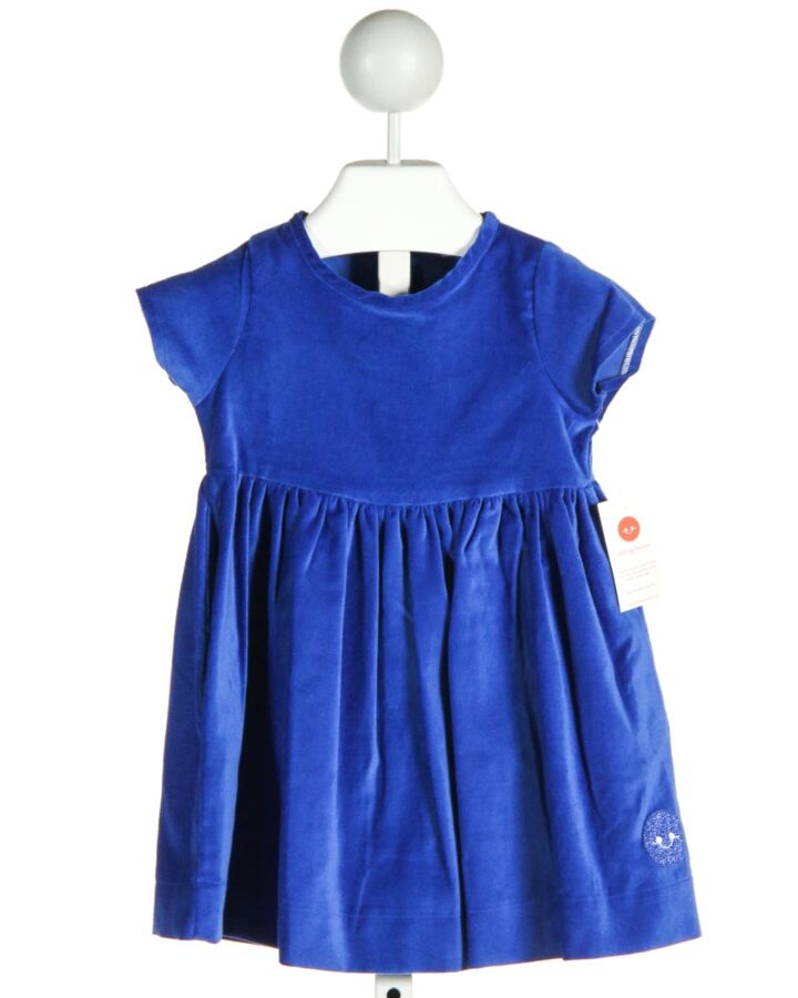 SMILING BUTTON  BLUE VELVET   DRESS 