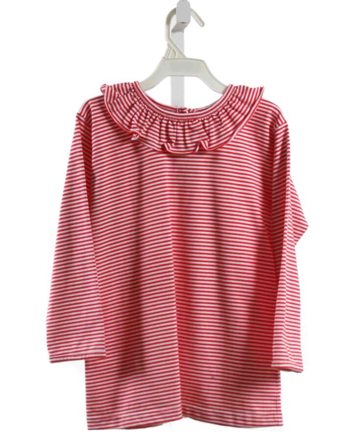 BELLA BLISS  RED  STRIPED  KNIT LS SHIRT WITH RUFFLE