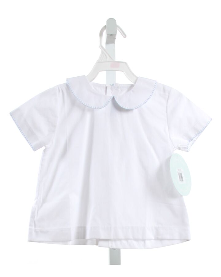 LITTLE ENGLISH  WHITE    SHIRT-SS WITH PICOT STITCHING