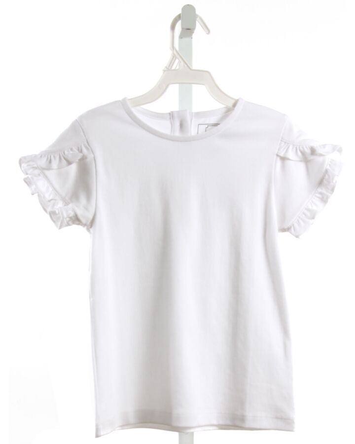 LILA + HAYES  WHITE    KNIT SS SHIRT WITH RUFFLE