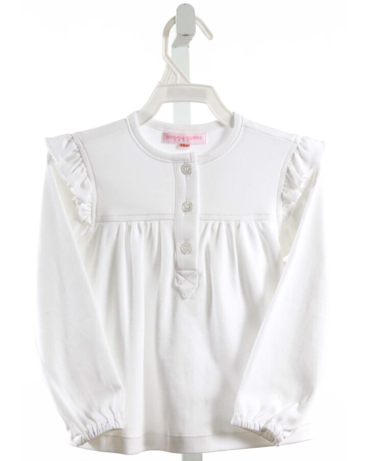 PEGGY GREEN  WHITE    KNIT LS SHIRT WITH RUFFLE