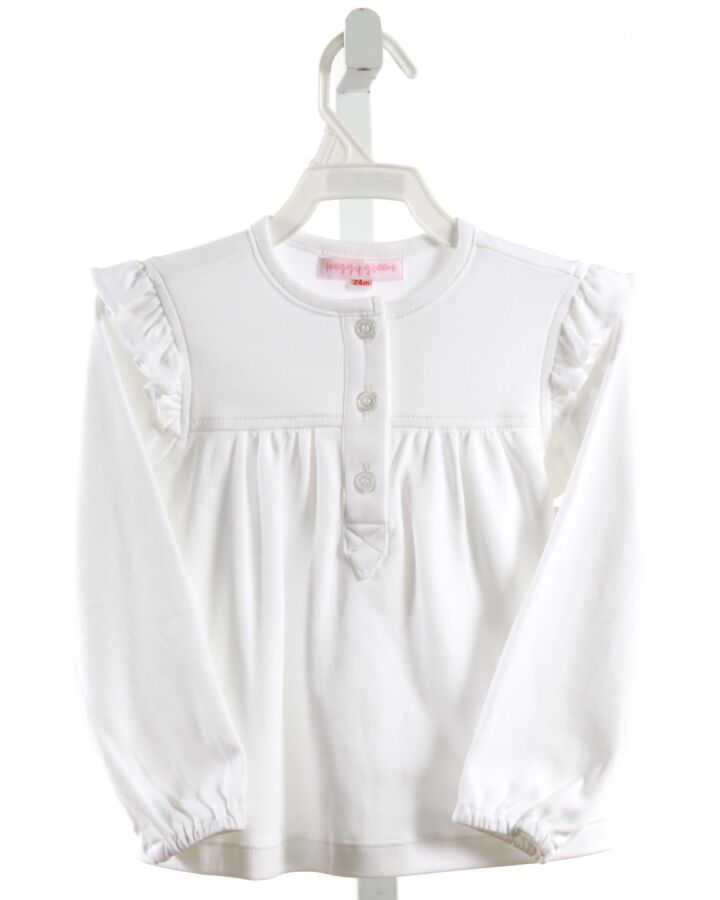 PEGGY GREEN  WHITE    KNIT LS SHIRT WITH RUFFLE