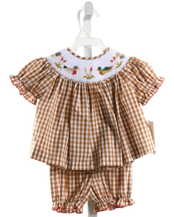 LULU BEBE  BROWN  GINGHAM SMOCKED 2-PIECE OUTFIT