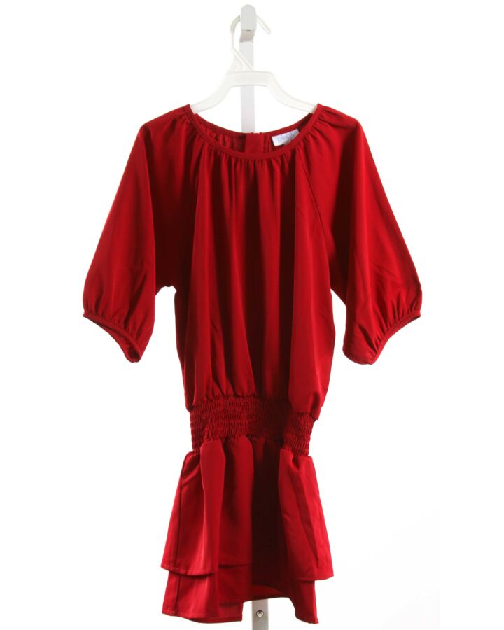 PLEAT.  RED   SMOCKED DRESS