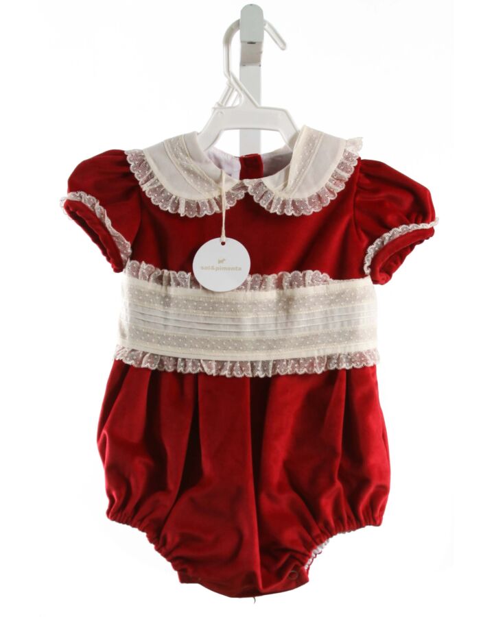 SAL & PIMENTA  RED VELVET   DRESSY BUBBLE WITH LACE TRIM