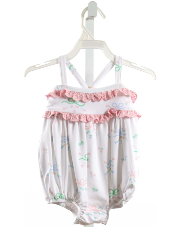 THE BEAUFORT BONNET COMPANY  WHITE  FLORAL  1-PIECE SWIMSUIT WITH EYELET TRIM