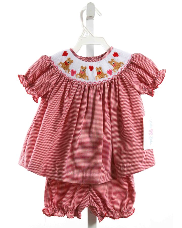 LULU BEBE  RED  GINGHAM SMOCKED 2-PIECE OUTFIT