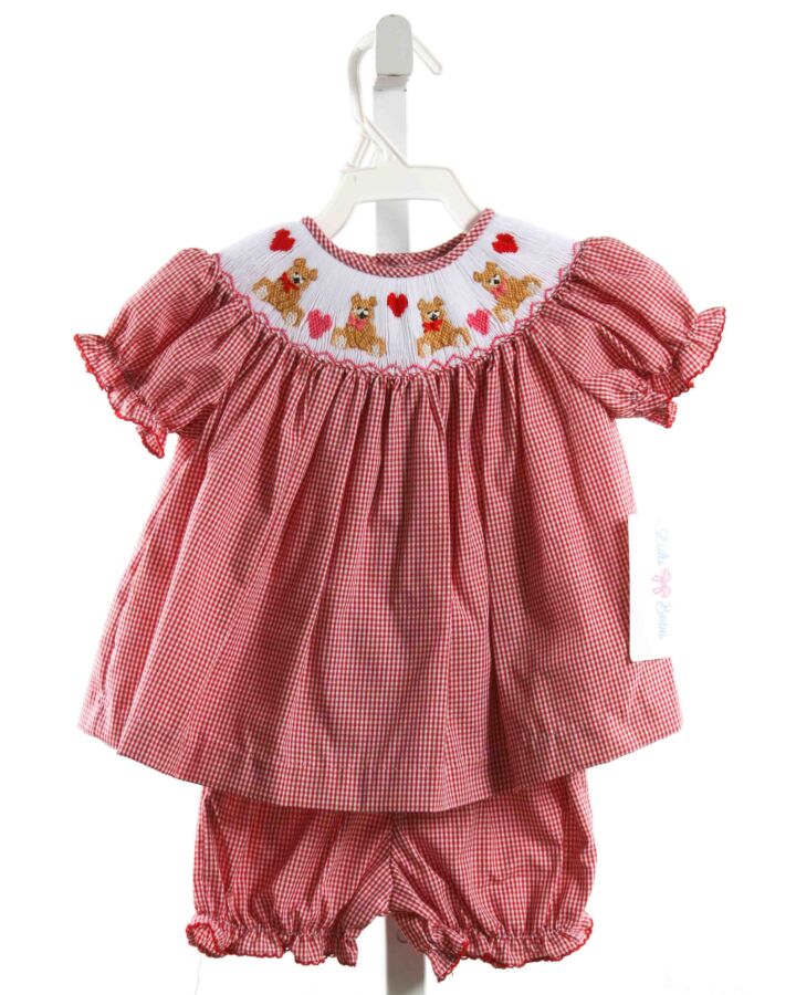 LULU BEBE  RED  GINGHAM SMOCKED 2-PIECE OUTFIT