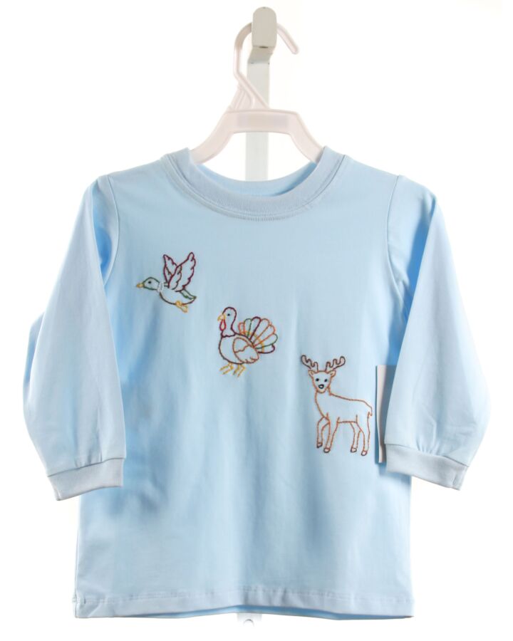 REMEMBER NGUYEN  BLUE   EMBROIDERED KNIT LS SHIRT