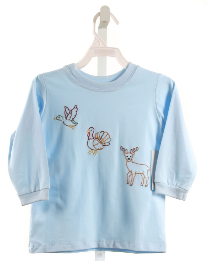 REMEMBER NGUYEN  BLUE   EMBROIDERED KNIT LS SHIRT