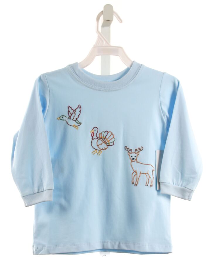 REMEMBER NGUYEN  BLUE   EMBROIDERED KNIT LS SHIRT