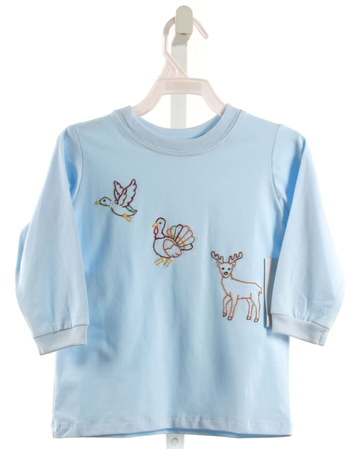 REMEMBER NGUYEN  BLUE   EMBROIDERED KNIT LS SHIRT