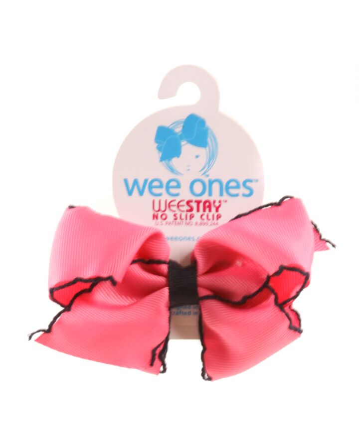 WEE ONES  HOT PINK    HAIR BOW WITH PICOT STITCHING