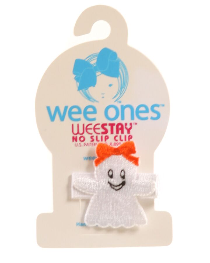 WEE ONES  WHITE   EMBROIDERED HAIR BOW