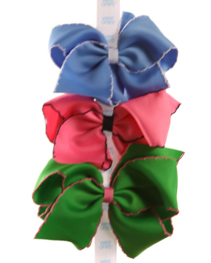 WEE ONES  MULTI-COLOR    HAIR BOW WITH PICOT STITCHING