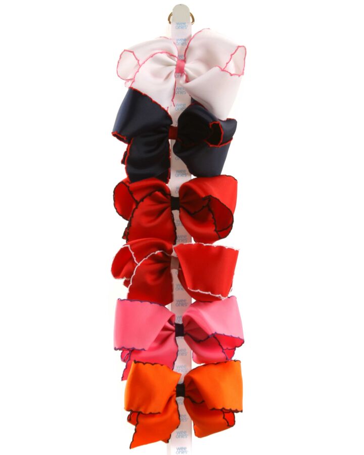 WEE ONES  MULTI-COLOR    HAIR BOW WITH PICOT STITCHING
