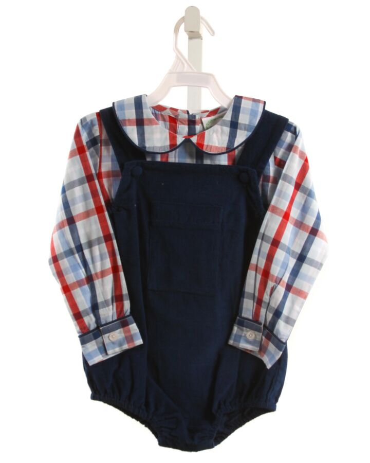 GRACE & JAMES  NAVY CORDUROY PLAID  BUBBLE