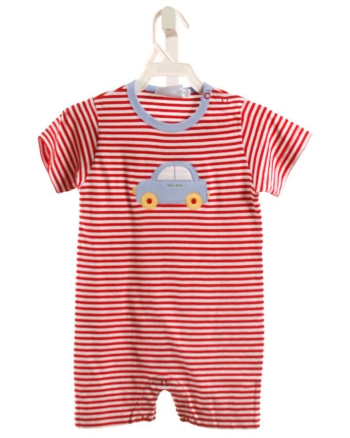 LITTLE ENGLISH  RED  STRIPED APPLIQUED KNIT SHORTALL