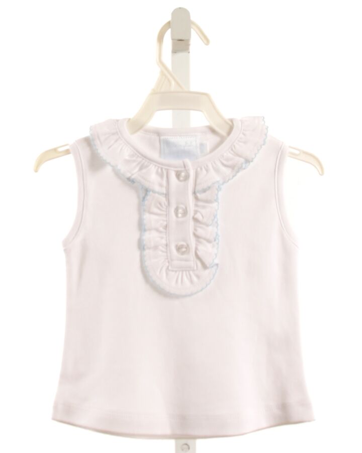 LITTLE ENGLISH  WHITE    SLEEVELESS SHIRT WITH PICOT STITCHING