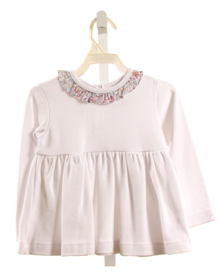 PEGGY GREEN  WHITE    KNIT LS SHIRT WITH RUFFLE