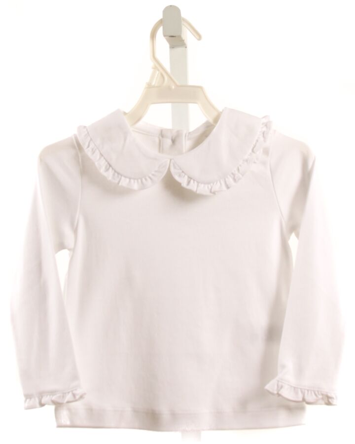 LILA + HAYES  WHITE    KNIT LS SHIRT WITH RUFFLE