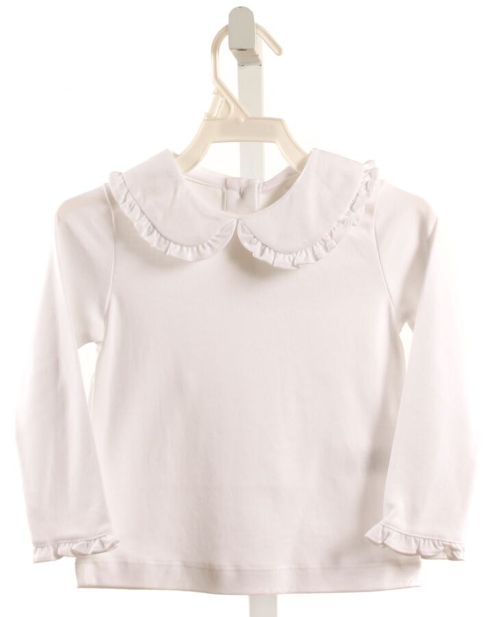 LILA + HAYES  WHITE    KNIT LS SHIRT WITH RUFFLE