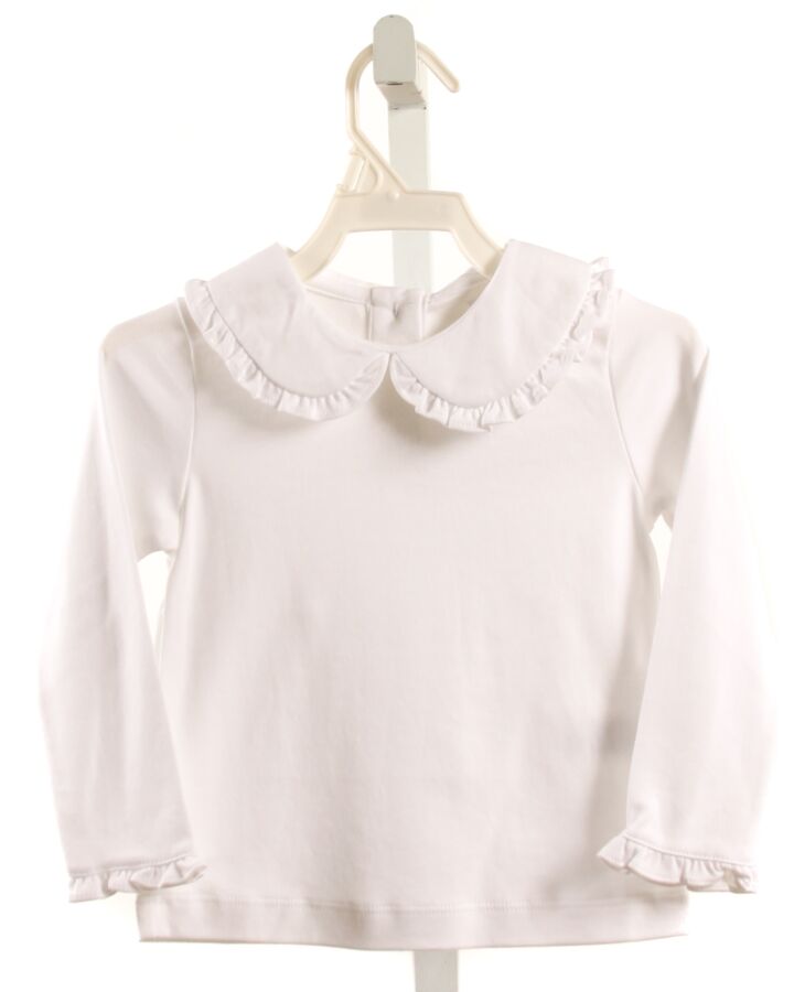 LILA + HAYES  WHITE    KNIT LS SHIRT WITH RUFFLE