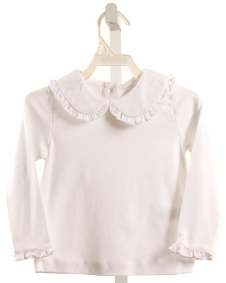 LILA + HAYES  WHITE    KNIT LS SHIRT WITH RUFFLE