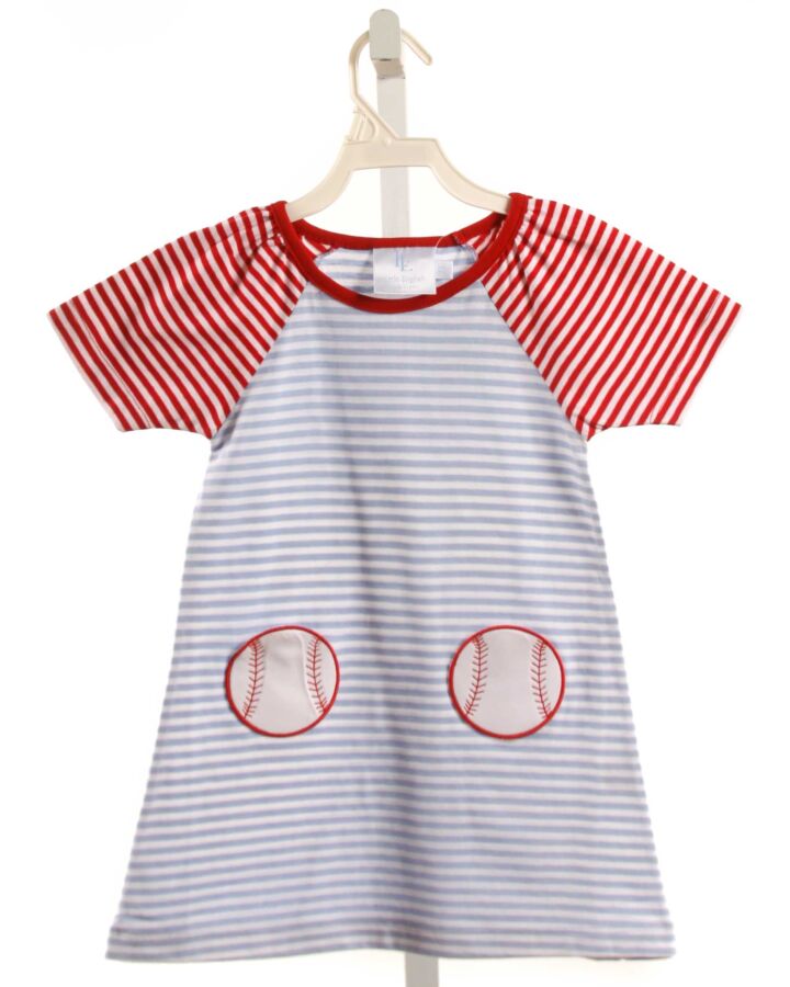 LITTLE ENGLISH  MULTI-COLOR  STRIPED APPLIQUED KNIT DRESS