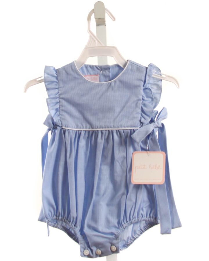 PETIT BEBE  BLUE  MICROCHECK  BUBBLE WITH BOW