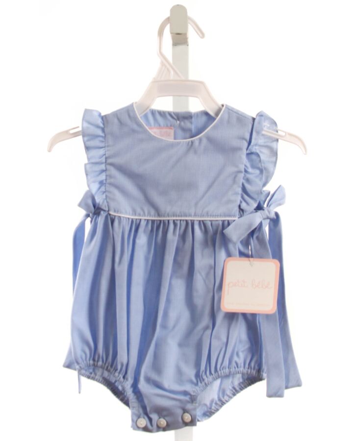PETIT BEBE  BLUE  MICROCHECK  BUBBLE WITH BOW