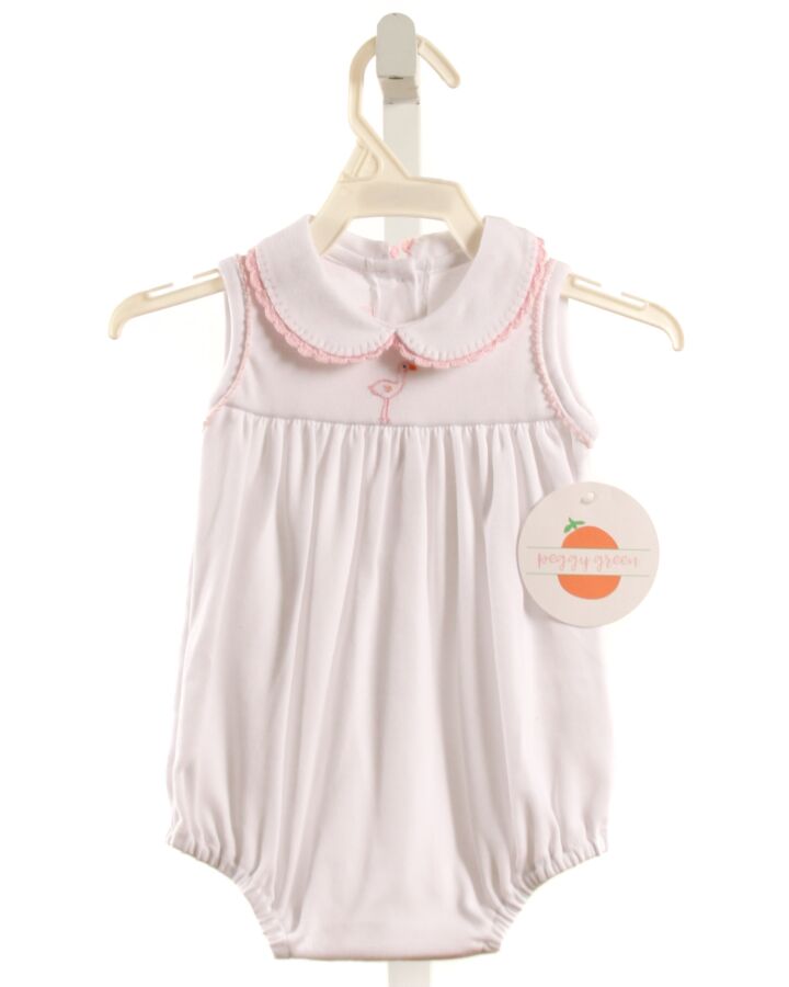 PEGGY GREEN  WHITE   EMBROIDERED KNIT BUBBLE WITH PICOT STITCHING