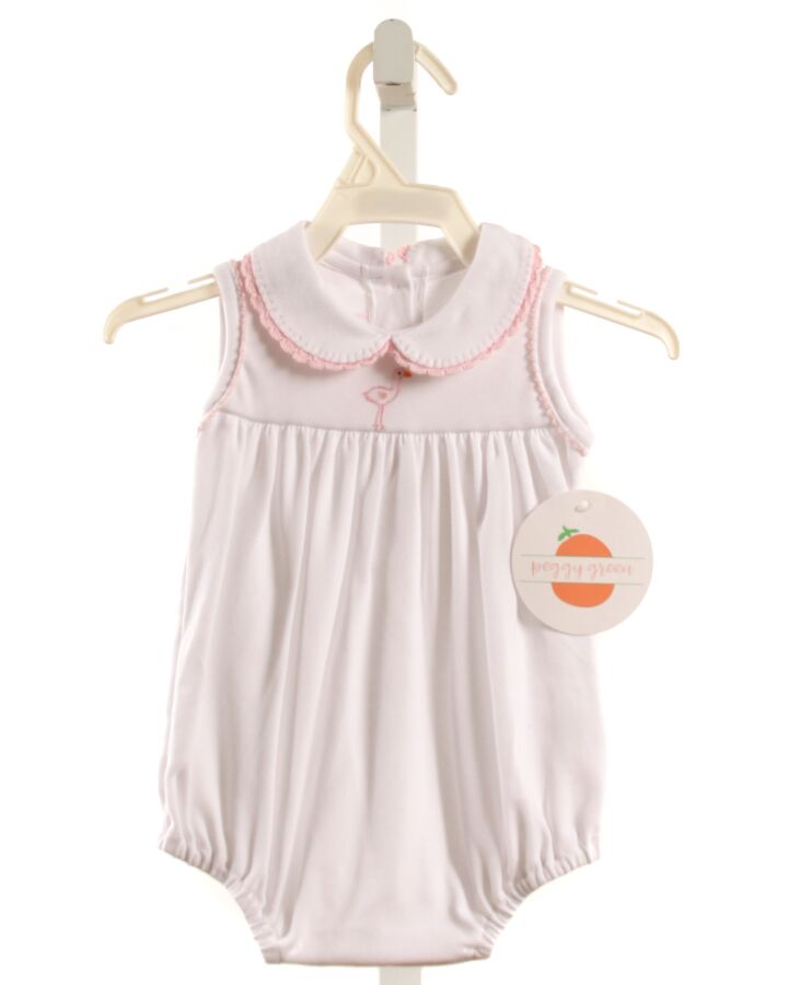 PEGGY GREEN  WHITE   EMBROIDERED KNIT BUBBLE WITH PICOT STITCHING