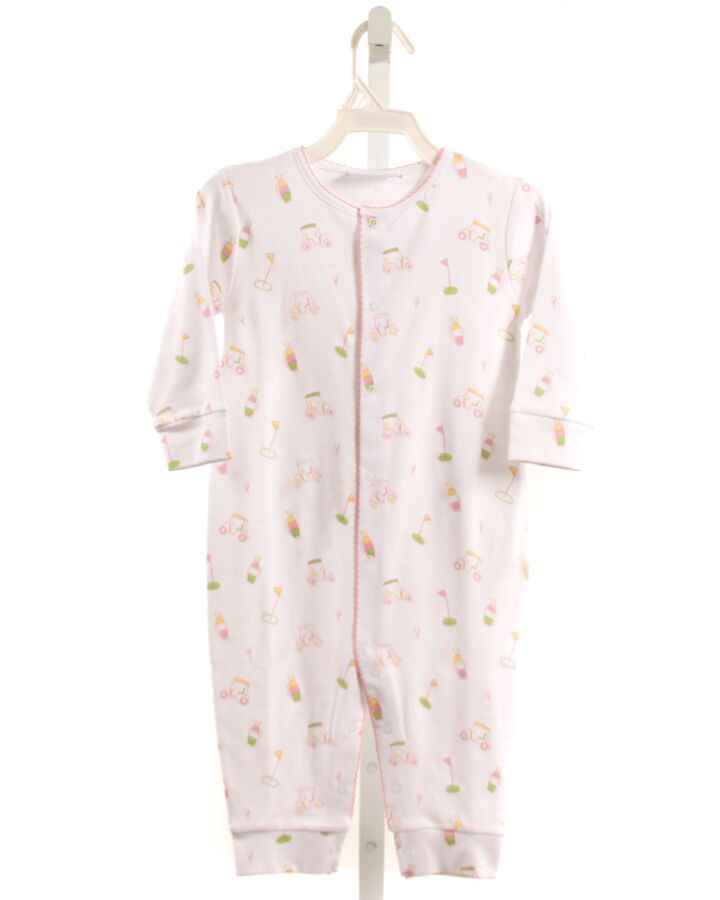 LITTLE ENGLISH  LT PINK  PRINT  KNIT ROMPER WITH PICOT STITCHING