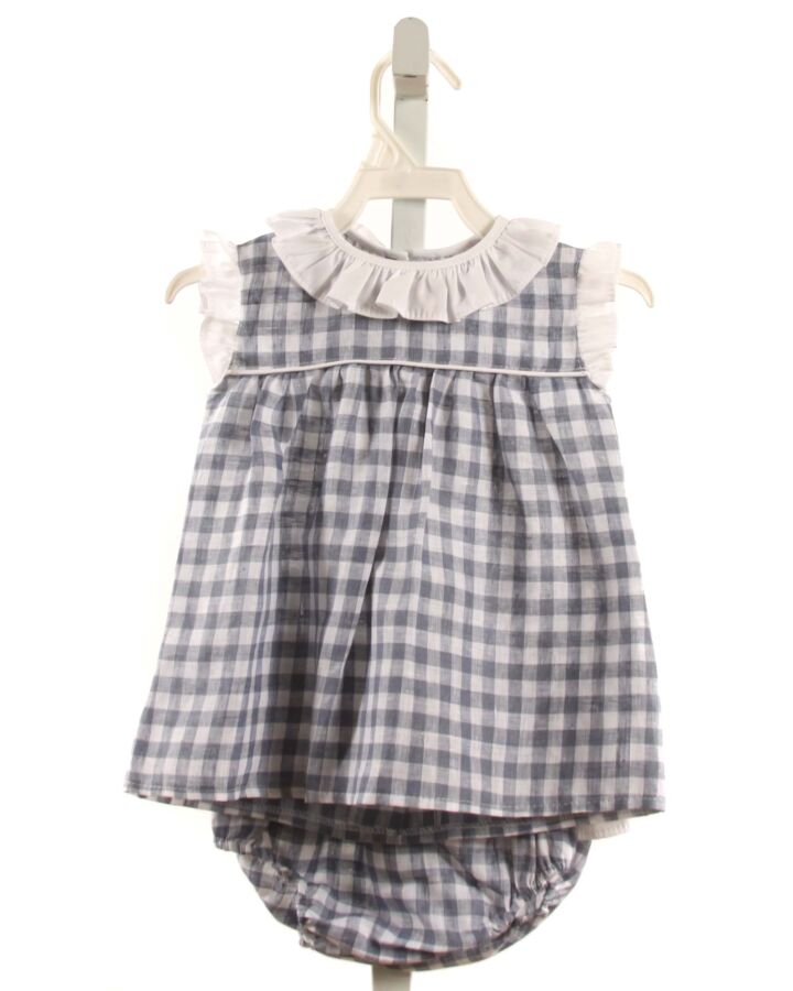 PUKATUKA  BLUE LINEN GINGHAM  2-PIECE OUTFIT WITH RUFFLE