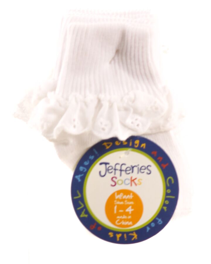 JEFFERIES SOCKS  WHITE    SOCKS WITH EYELET TRIM