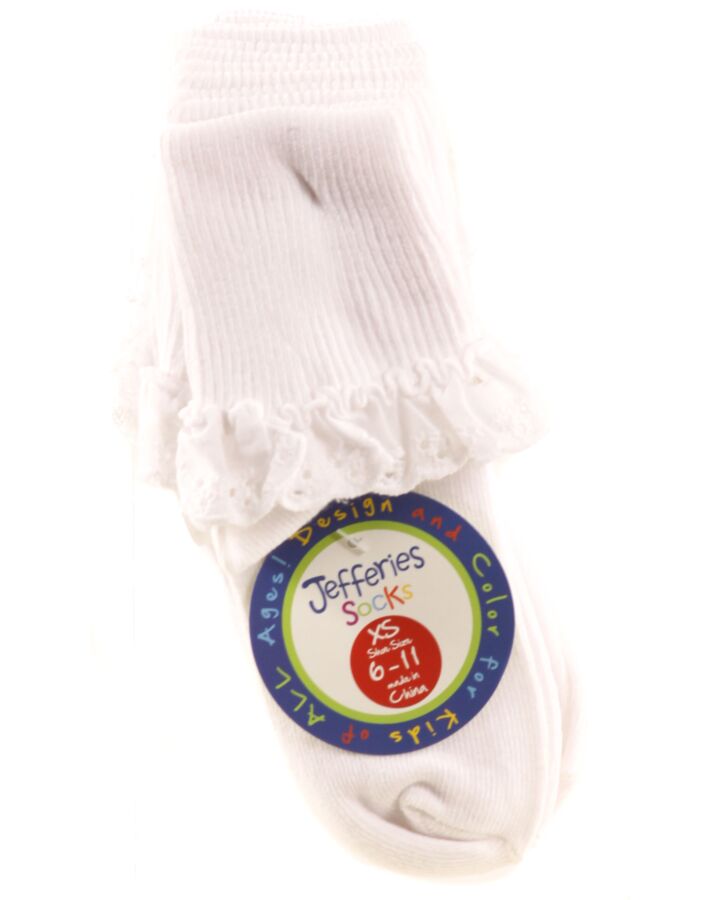 JEFFERIES SOCKS  WHITE    SOCKS WITH EYELET TRIM