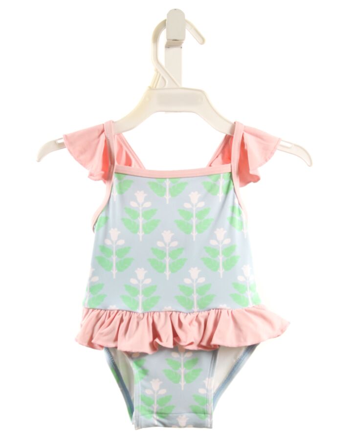 THE BEAUFORT BONNET COMPANY  BLUE  FLORAL  1-PIECE SWIMSUIT WITH RUFFLE