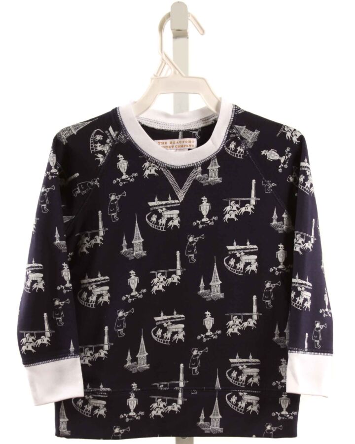 THE BEAUFORT BONNET COMPANY  BLUE KNIT  PRINTED DESIGN PULLOVER