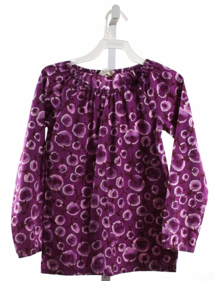 LANDS' END KIDS  PURPLE  FLORAL  SHIRT-LS