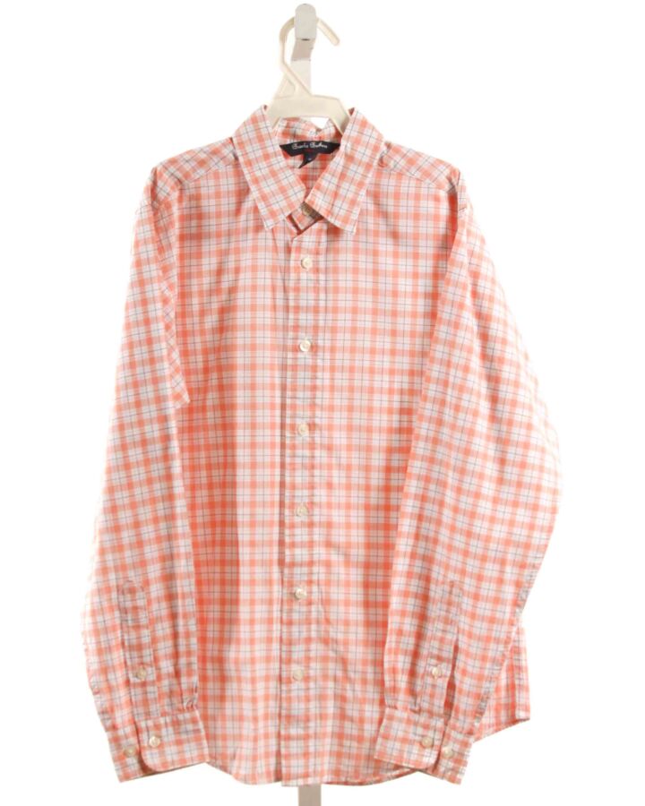 BROOKS BROTHERS  ORANGE  PLAID  DRESS SHIRT