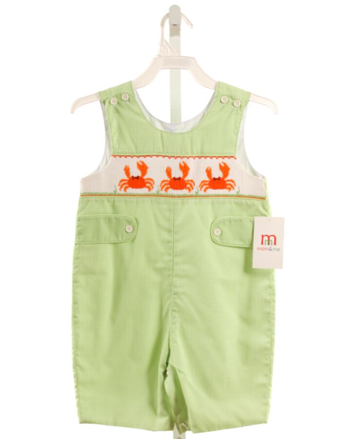 MOM & ME  GREEN  MICROCHECK SMOCKED SHORTALL