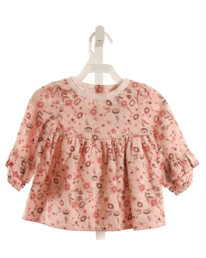 CYNTHIA ROWLEY  PINK  FLORAL  DRESS WITH PICOT STITCHING