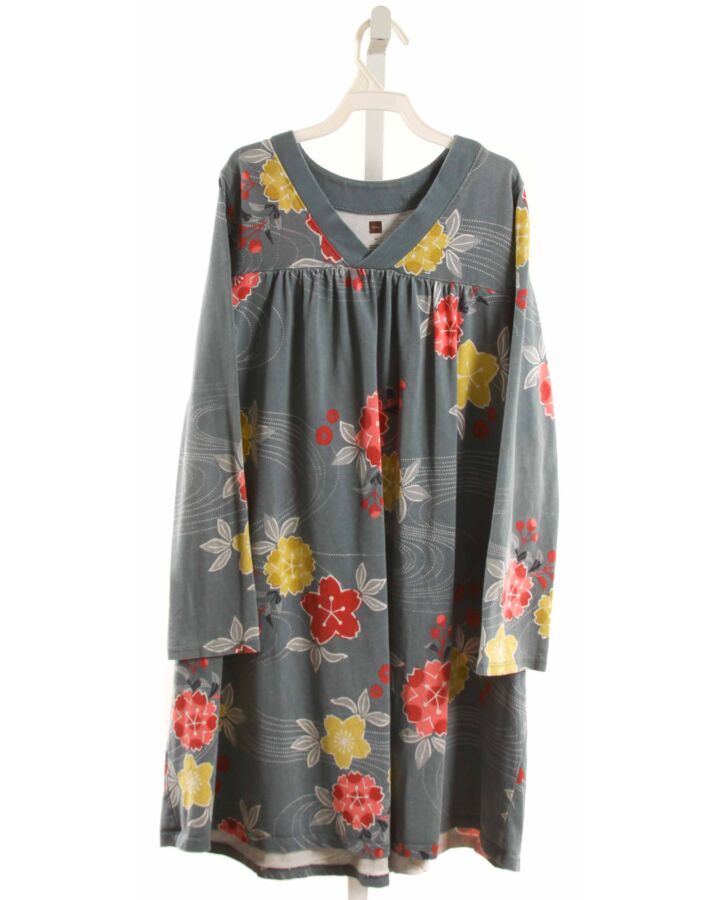 TEA  GRAY  FLORAL  KNIT DRESS