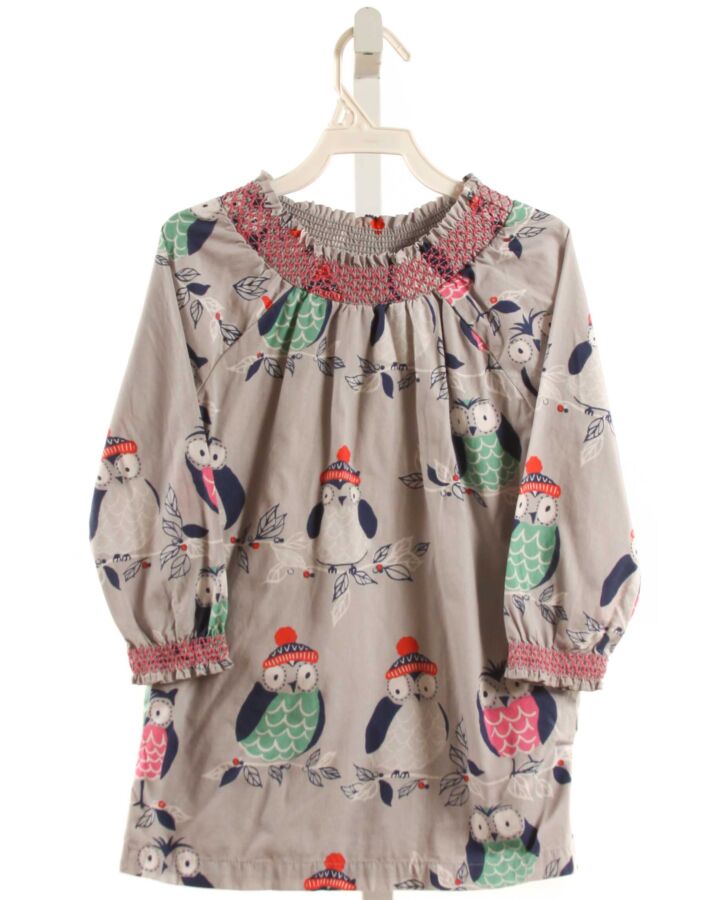 MINI BODEN  GRAY  PRINT SMOCKED DRESS