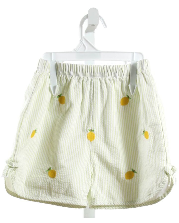 ZUCCINI  LT GREEN SEERSUCKER STRIPED EMBROIDERED SHORTS