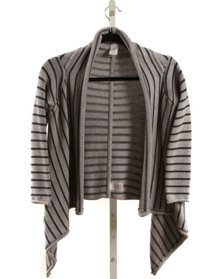 TEA  GRAY  STRIPED  CARDIGAN