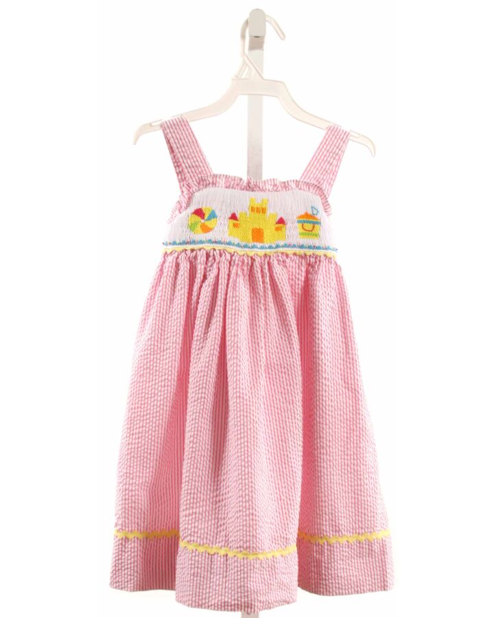 MARMELLATA  PINK SEERSUCKER STRIPED SMOCKED DRESS