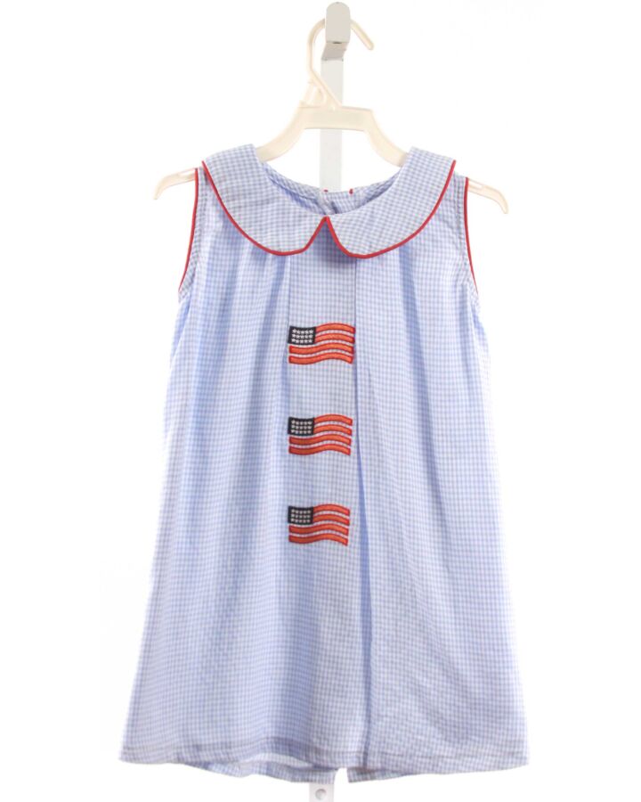 STITCHY FISH  LT BLUE  GINGHAM APPLIQUED DRESS